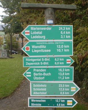 Vom Bahnofsvorplatz in Bernau sind es ca. 6,5 km zum Treffpunkt in Lobetal